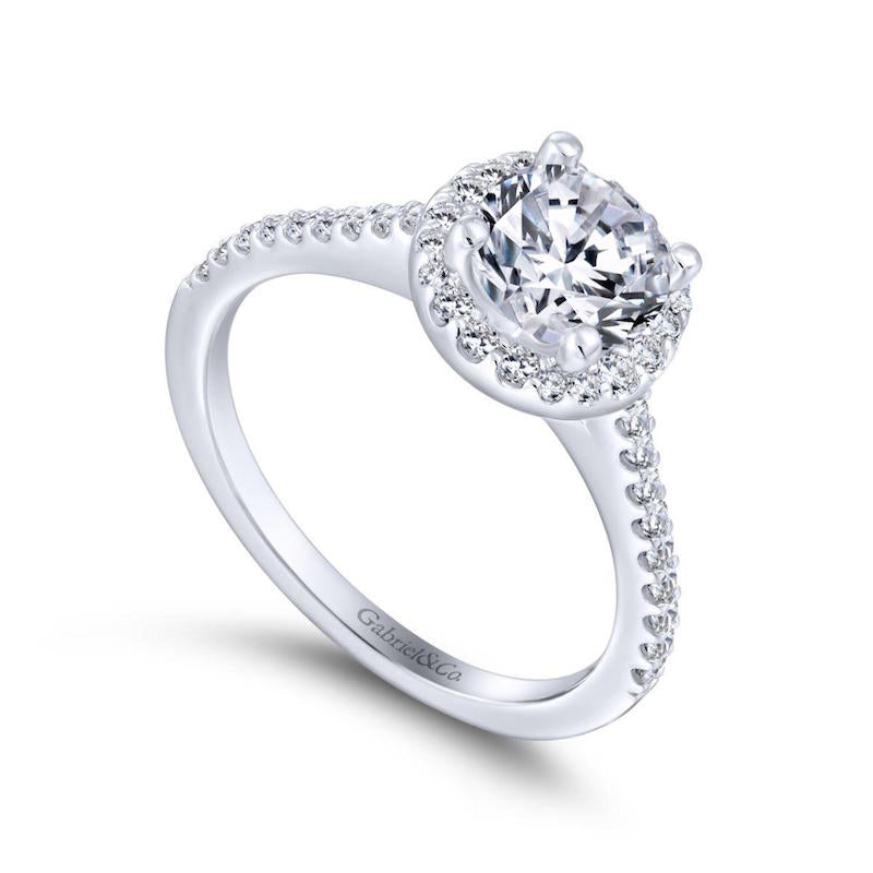 Gabriel & Co. 14k White Gold Contemporary Halo Engagement Ring