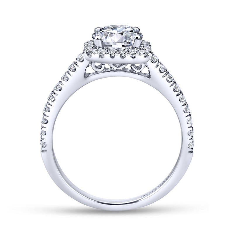 Gabriel & Co. 14k White Gold Contemporary Halo Engagement Ring