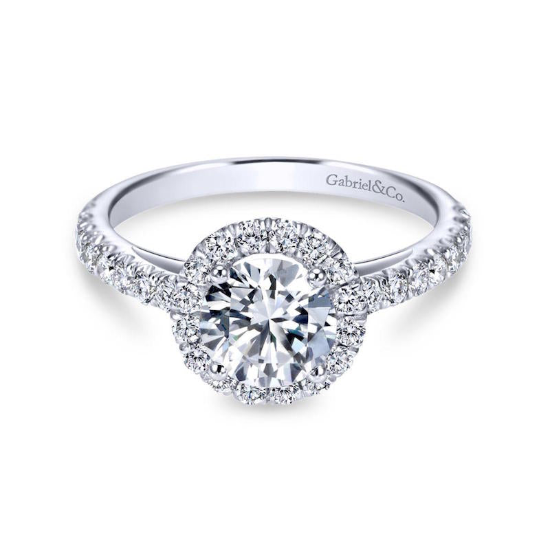 Gabriel & Co. 14k White Gold Contemporary Halo Engagement Ring