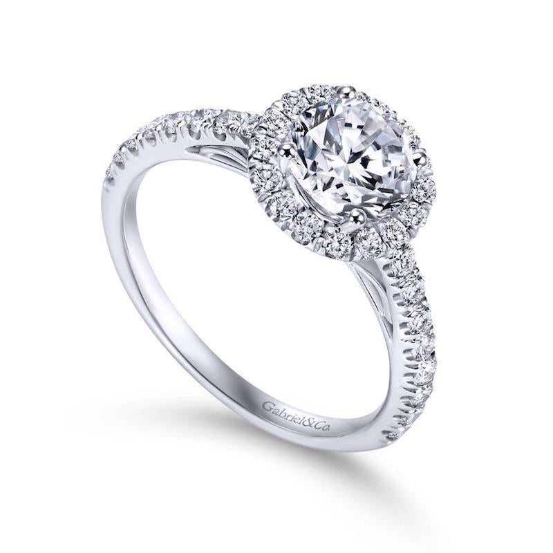 Gabriel & Co. 14k White Gold Contemporary Halo Engagement Ring