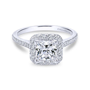 Gabriel & Co. 14k White Gold Contemporary Halo Engagement Ring