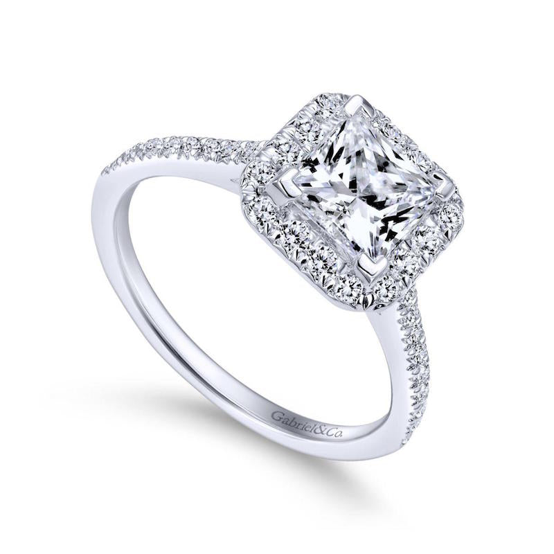 Gabriel & Co. 14k White Gold Contemporary Halo Engagement Ring – Jones ...