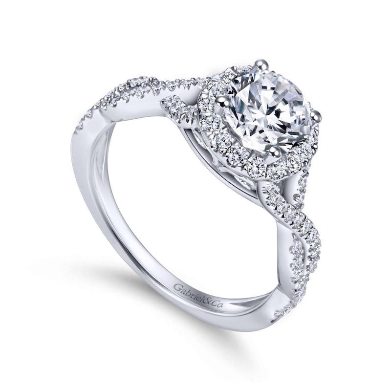 Gabriel & Co. 14k White Gold Contemporary Criss Cross Engagement Ring