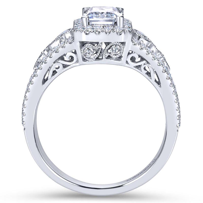 Gabriel & Co. 18K White Gold Contemporary Halo Engagement Ring