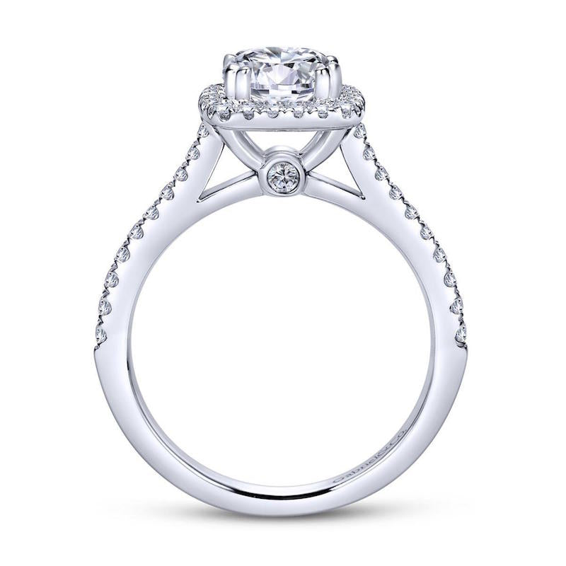 Gabriel & Co. 14k White Gold Contemporary Halo Engagement Ring