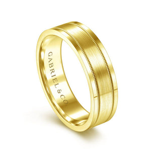 Gabriel & Co. 14k Yellow Gold Exclusive Men's Wedding Band