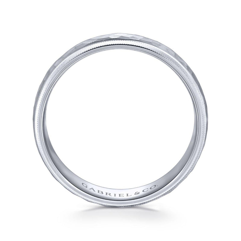 Gabriel & Co. 14k White Gold Classic Men's Wedding Band