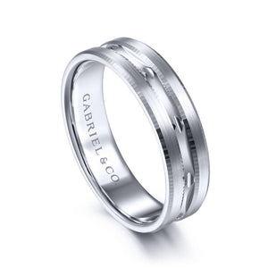 Gabriel & Co. 14k White Gold Classic Men's Wedding Band