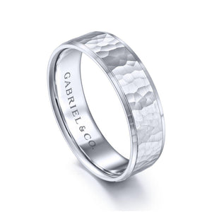 Gabriel & Co. 14k White Gold Classic Men's Wedding Band