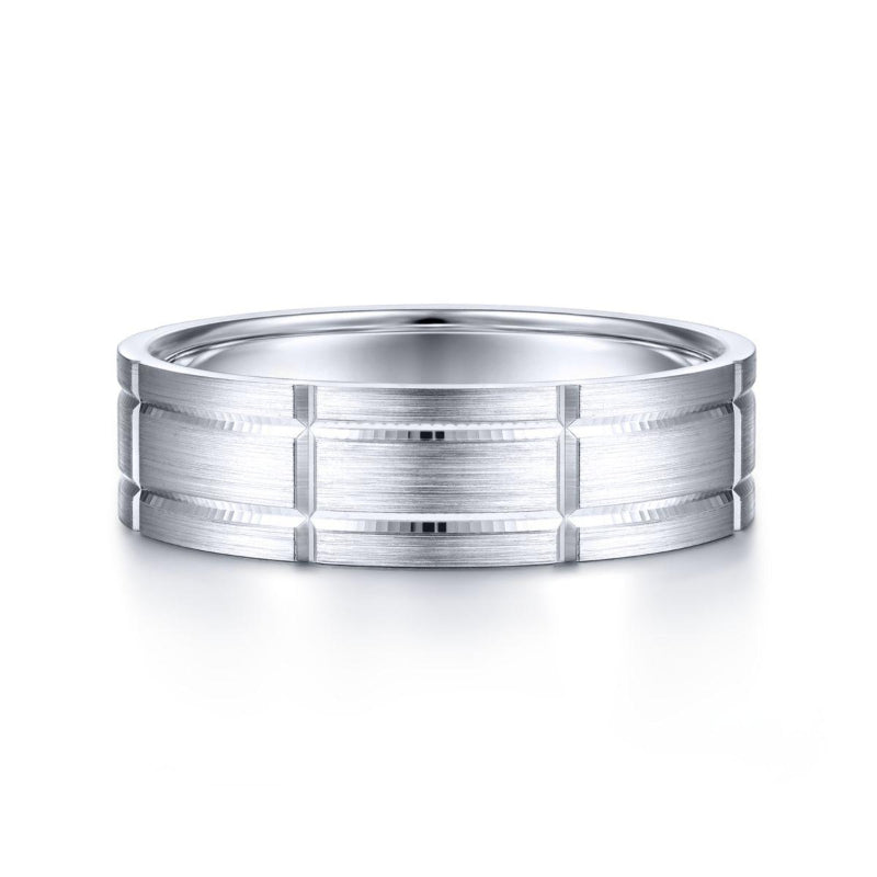 Gabriel & Co. 14k White Gold Classic Men's Wedding Band