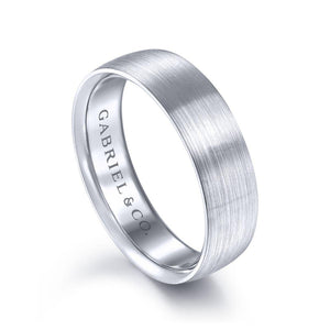 Gabriel & Co. 14k White Gold Classic Men's Wedding Band