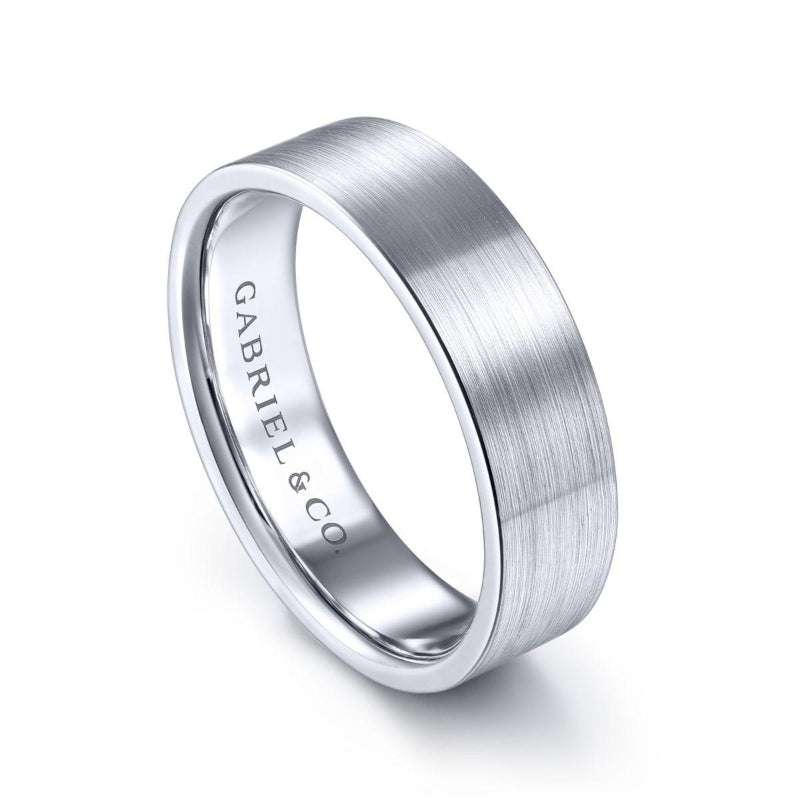 Gabriel & Co. 14k White Gold Signature Men's Wedding Band