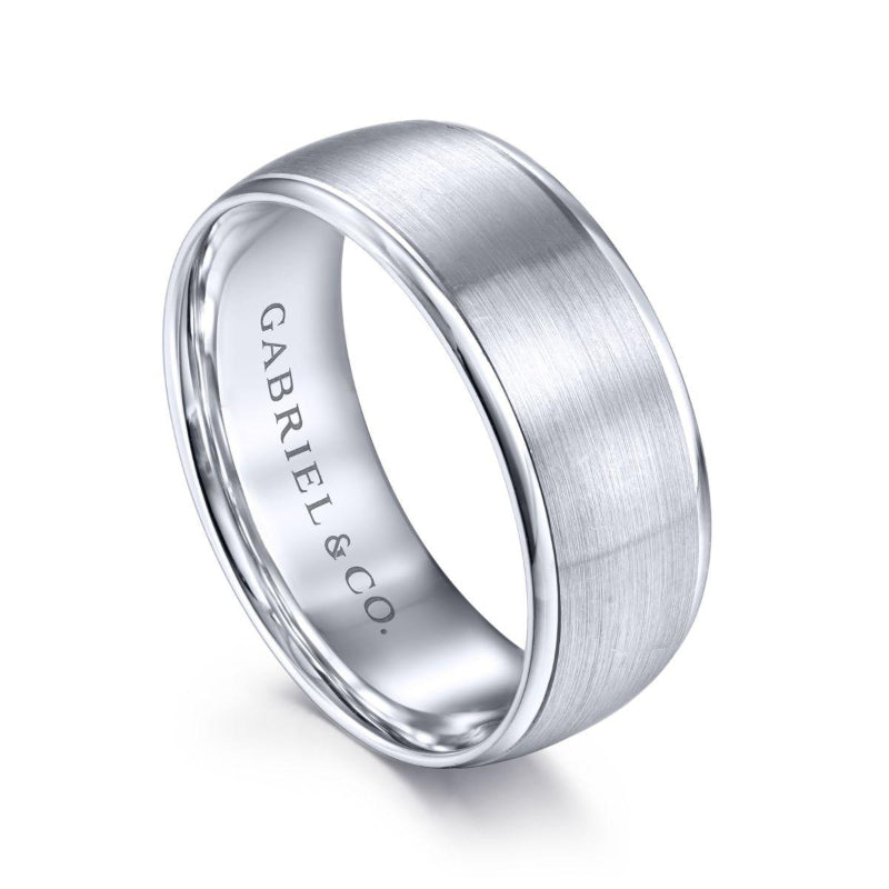 Gabriel & Co. 14k White Gold Signature Men's Wedding Band