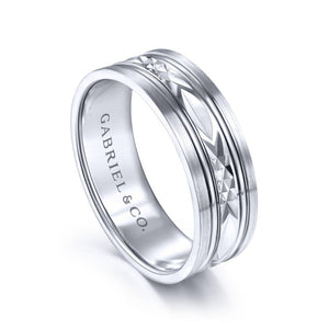 Gabriel & Co. 14k White Gold Signature Men's Wedding Band