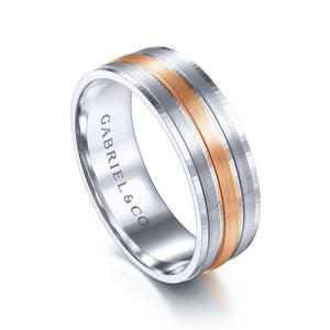 Gabriel & Co. 14k Two Tone Gold Signature Men's Wedding Band