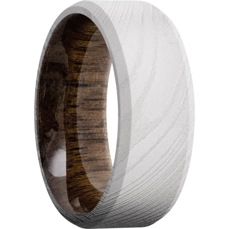 Lashbrook White Damascus Steel Hardwood 8mm Men's Wedding Band