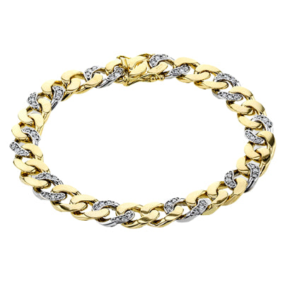 Simon G Men Gent Bracelet In 14K Gold With Diamonds (White,Yellow)