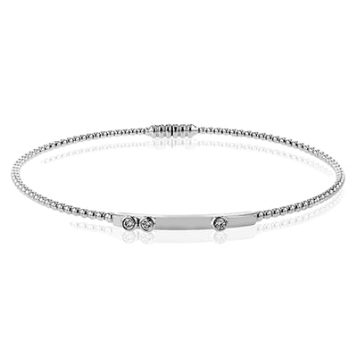 Simon G Fashion Beaded Bangle In 18K Gold With Diamonds (White)