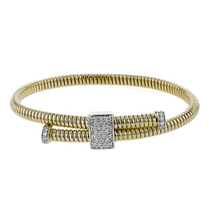 Simon G Fashion Cable Bangle In 18K Gold With Diamonds (Yellow)