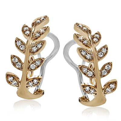 Simon G Fashion Vine Earring Climbers In 18K Rose Gold With Diamonds (Rose)