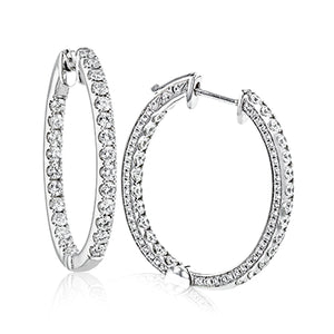 Simon G Fashion Hoop Earring In 18K Gold With Diamonds (White)