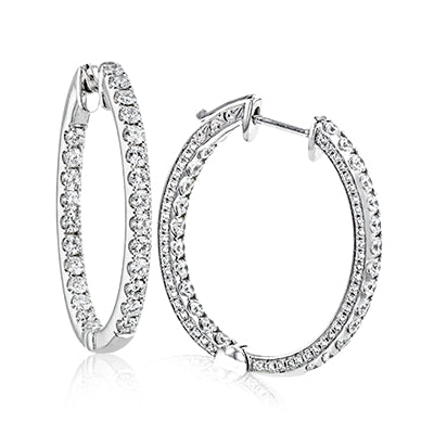 Simon G Fashion Hoop Earring In 18K Gold With Diamonds (White)