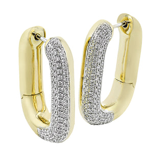 Simon G Fashion Hoop Earring In 18K Gold With Diamonds (White,Yellow)