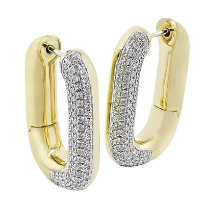 Simon G Fashion Hoop Earring In 18K Gold With Diamonds (White,Yellow)