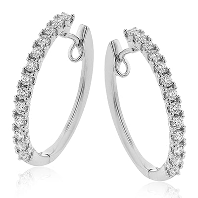 Simon G Fashion Hoop Earring In 18K Gold With Diamonds (White)