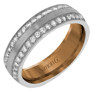 Simon G Men's Wedding Band In 14K Gold With Diamonds (White,Rose)