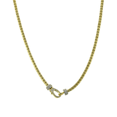 Simon G Fashion Buckle Necklace In 18K Gold With Diamonds (Yellow)