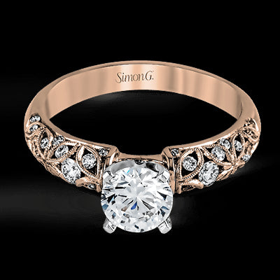 Simon G. Straight 18k Rose Gold Round Cut Engagement Ring