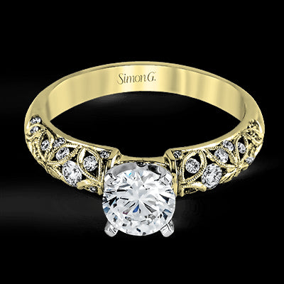 Simon G. Straight 18k Yellow Gold Round Cut Engagement Ring