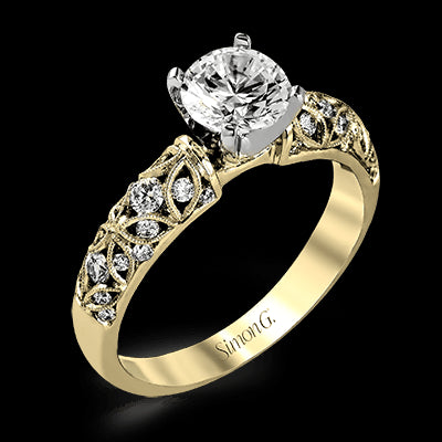 Simon G. Straight 18k Yellow Gold Round Cut Engagement Ring