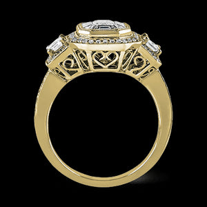 Simon G. 1.01 ctw Halo 18k Yellow Gold Emerald Cut Engagement Ring