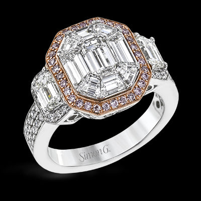 Simon G. Halo Platinum Two Tone Engagement Ring
