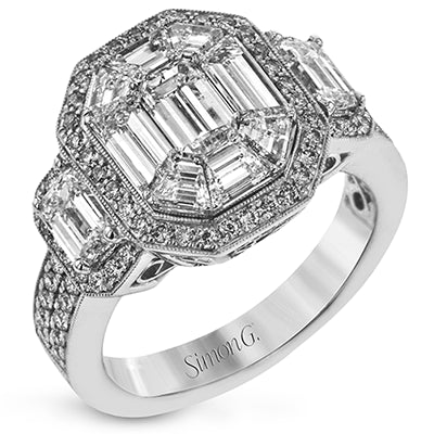 Simon G. Halo Platinum White Engagement Ring