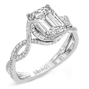 Simon G Bridal Emerald-Cut Criss-Cross Engagement Ring In 18K Gold With Diamonds (White)