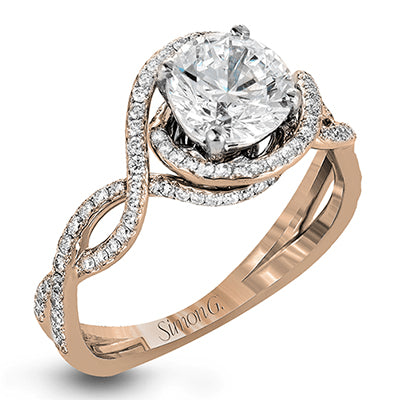 Simon G Bridal Round-Cut Criss-Cross Engagement Ring In 18K Gold With Diamonds (Rose)