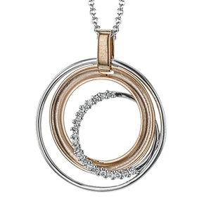 Simon G Fashion Clio Pendant Necklace In 18K Gold With Diamonds (White,Rose)