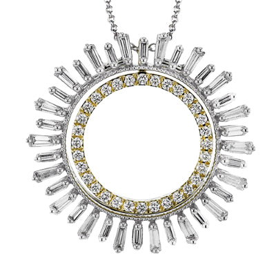 Simon G Fashion Medallion Pendant Necklace In 18K Gold With Diamonds (White,Yellow)