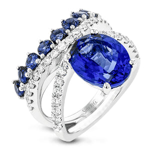 Simon G Fashion Tanzanite Ring In 18K Gold With Diamonds (White)