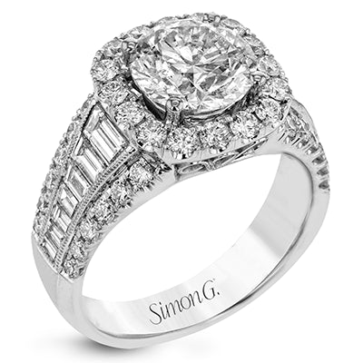 Simon G. 0.83 ctw Halo 18k White Gold Round Cut Engagement Ring