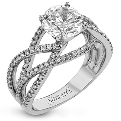 Simon G Bridal Round-Cut Criss-Cross Engagement Ring In 18K Gold With Diamonds (White)