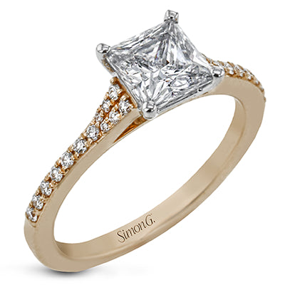Simon G Bridal Princess-Cut Engagement Ring In 18K Gold With Diamonds (Rose)