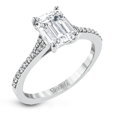 Simon G Bridal Emerald-Cut Engagement Ring In 18K Gold With Diamonds (White)