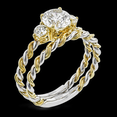 Simon G. 0.24 ctw Bridal Set 18k Two Tone Gold Round Cut Engagement Ring