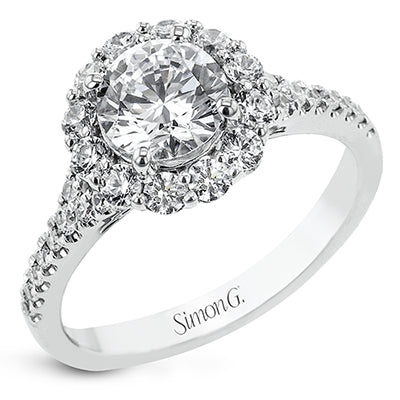 Simon G. 0.73 ctw Halo 18k White Gold Round Cut Engagement Ring