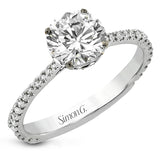 Simon G. Straight 18k White Gold Round Cut Engagement Ring