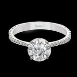 Simon G. Straight Platinum White Round Cut Engagement Ring